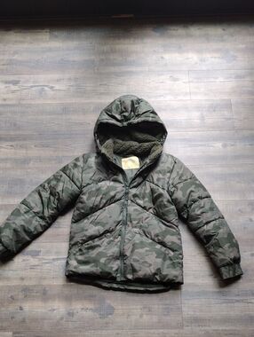 ThereAbouts Kids Hooded Camo Puffer Jacket - Olive Green